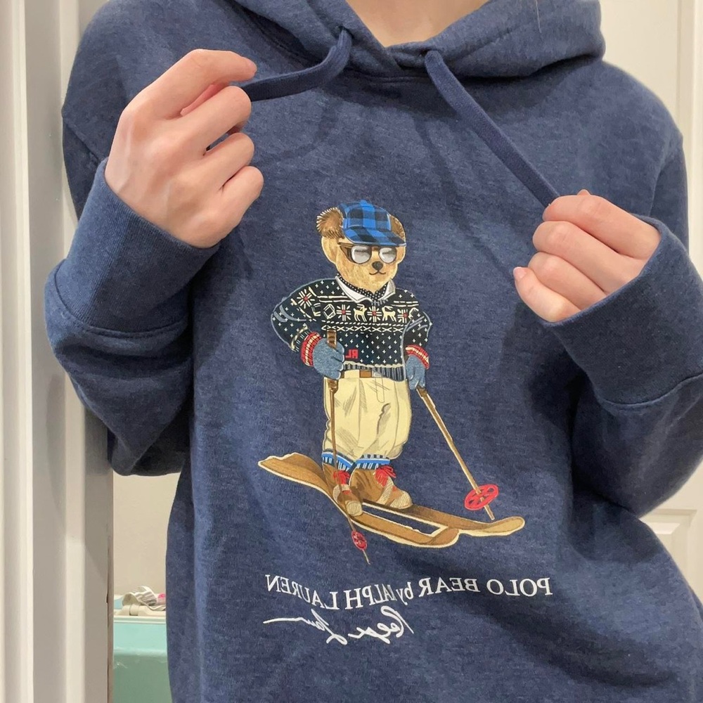 Polo Ralph Lauren Navy Dark Blue Ski Polo Bear Fleece Hoodie 🧸💙